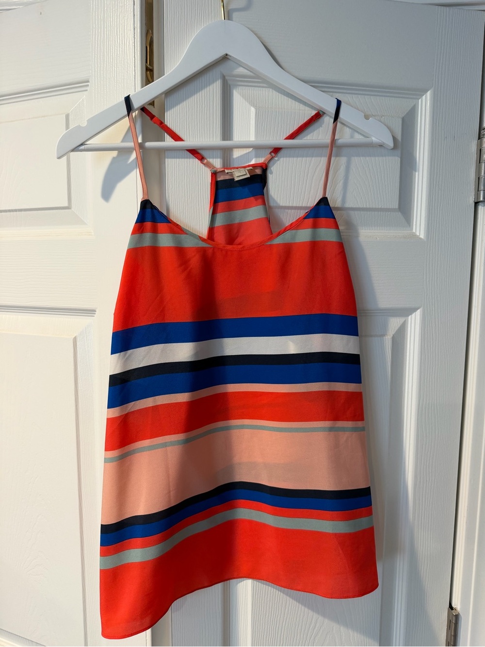 Striped Red & Peach Spaghetti Strap Tank